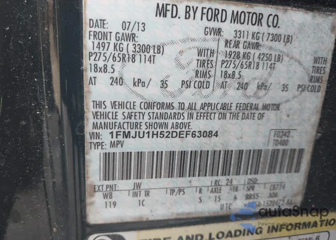2013 Ford Expedition Xlt from USA, damaged, VIN 1FMJU1H52DEF63084